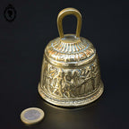 Cloche grelot, clochette de table bronze doré scène personnage vintage ancien
