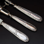 Coffret 3 couverts service complet à découper gigot argent fourré décor Louis XV ancien XIX ième