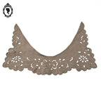 Col ancien femme fille dentelle ajourée style Richelieu teint beige taupe