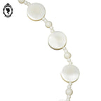 Collier ras de cou perles de nacre plates et rondes beige vintage