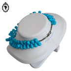 Collier véritable pierre de howlite teintée bleu turquoise vintage