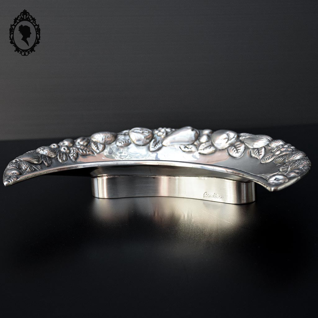 Coupelle coupe petit plat forme croissant de lune métal argenté signé Baullar
