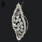 Couronne florale ange perles blanches objet de curiosité mortuaire ancienne 1900 H 76 cm