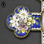 Croix en micro mosaïque de Roma Italienne photo verre H 10,5 cm ancienne