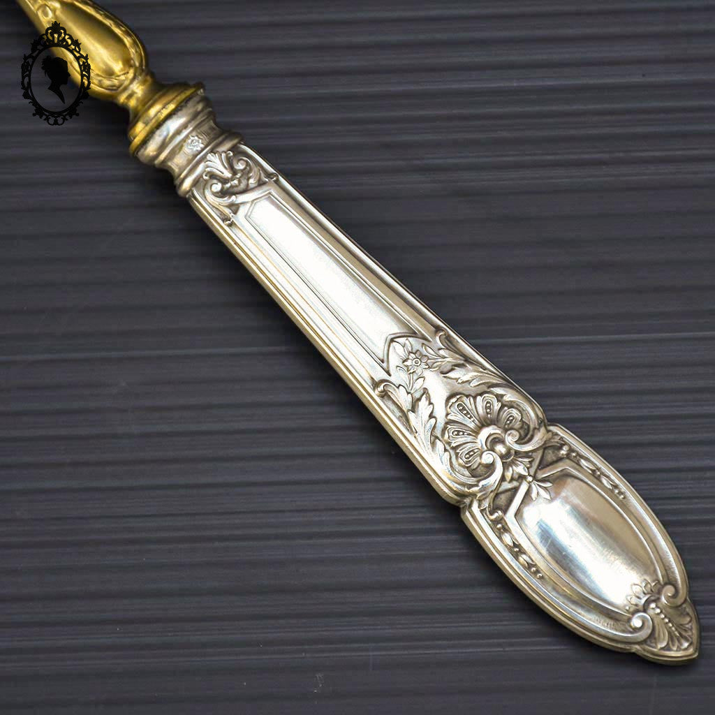 Cuillère à sucre saupoudreuse ou couvert ajouré en argent et vermeil doré ancien