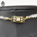 Élégant collier en cristal aurore boréale AB blanc en cascade bijou ancien vintage