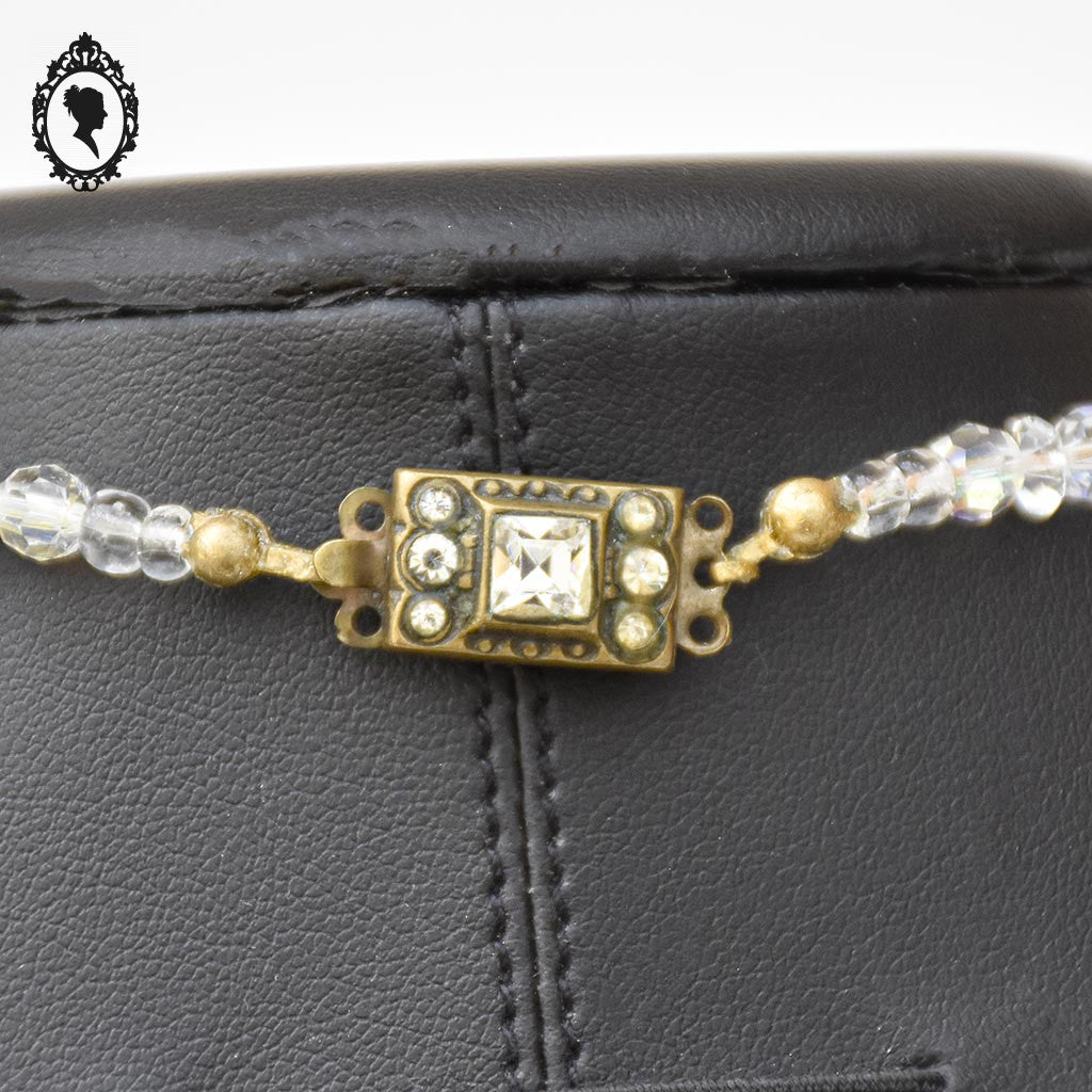 Élégant collier en cristal aurore boréale AB blanc en cascade bijou ancien vintage