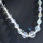 Élégant collier en cristal aurore boréale en cascade bijou ancien vintage