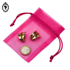 Élégantes boucles d’oreilles clips dorées fuchsia Bijoux Stern style Tank vintage