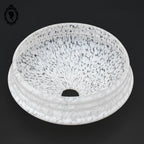 Globe tulipe abat-jour blanc rond verre de Clichy moucheté Art déco