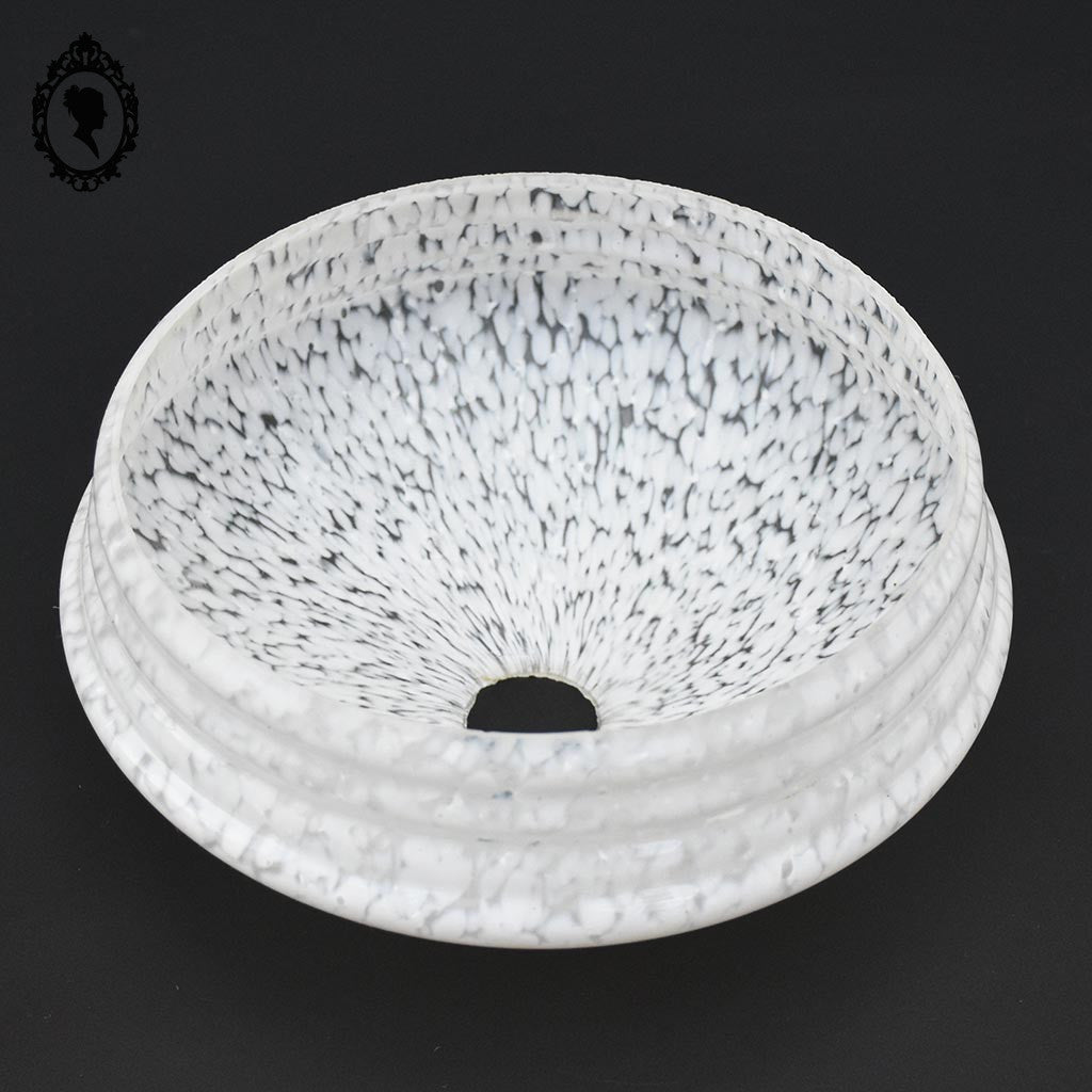 Globe tulipe abat-jour blanc rond verre de Clichy moucheté Art déco