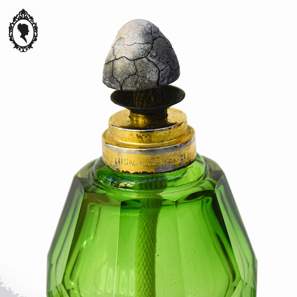 Lampe style berger collection Lusac Paris verte verre ou cristal multi-facette ancienne