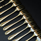 Lot 12 couverts petites fourchettes métal or doré rang de perles vintage