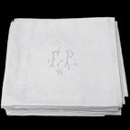 Lot service 12 serviettes de table anciennes damassées blanches monogramme FP