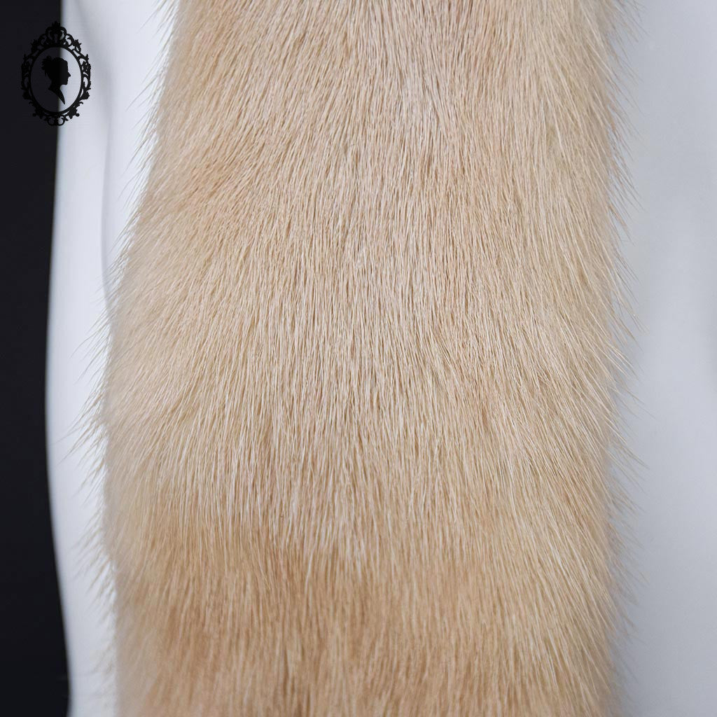 Magnifique écharpe véritable fourrure vison beige clair vintage ancien