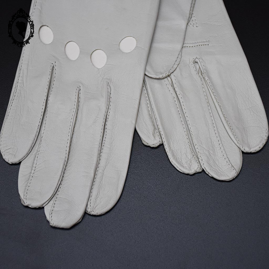 Magnifiques gants femme cuir souple gris clair beige T 7 vintage et neuf