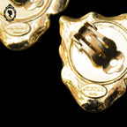 Paire de boucles d’oreilles Jacky de G cœur soleil bombé métal doré à clips bijoux vintage