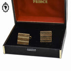 Paire de boutons de manchette Prince doré carré Vénus VINTAGE