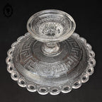 Petit compotier coupelle coupe serviteur plat sur pied en verre moulé ajouré festonné
