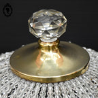 Plafonnier lustre art déco guirlandes de perles pointe diamant cristal laiton ancien