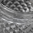 Plafonnier lustre demi sphère pointe diamant verre laiton vintage