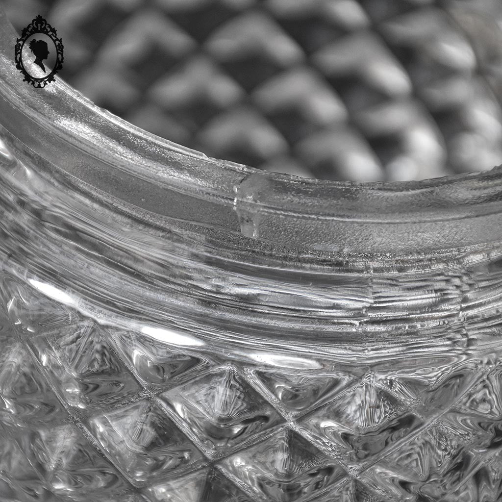 Plafonnier lustre demi sphère pointe diamant verre laiton vintage