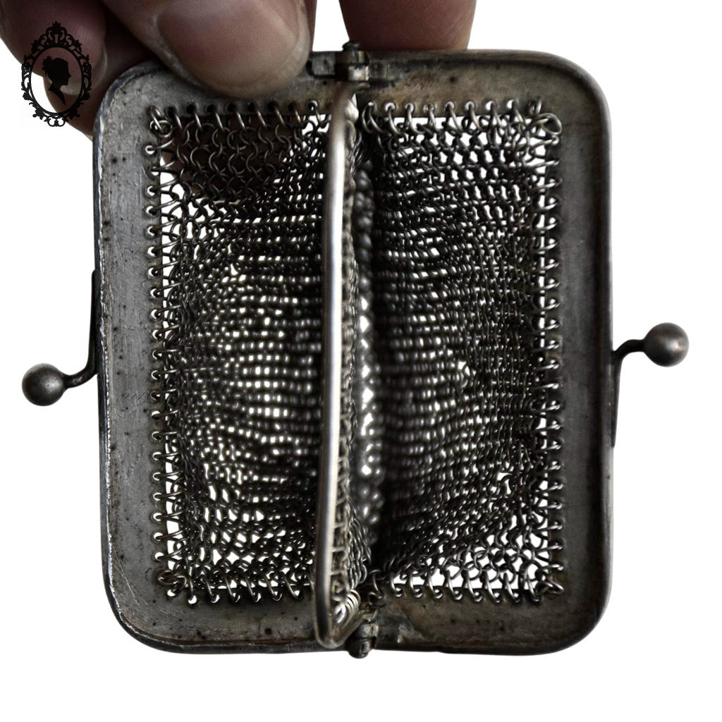 Porte monnaie bourse en maille argent XIX ancien