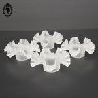 Quatre globes, abat-jour tulipe courte pour lampe à pétrole lustre suspension verre opaque vintage ancien