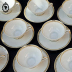 Service 12 tasses à café pots cafetière sucrier porcelaine fine UC Limoges blanc doré