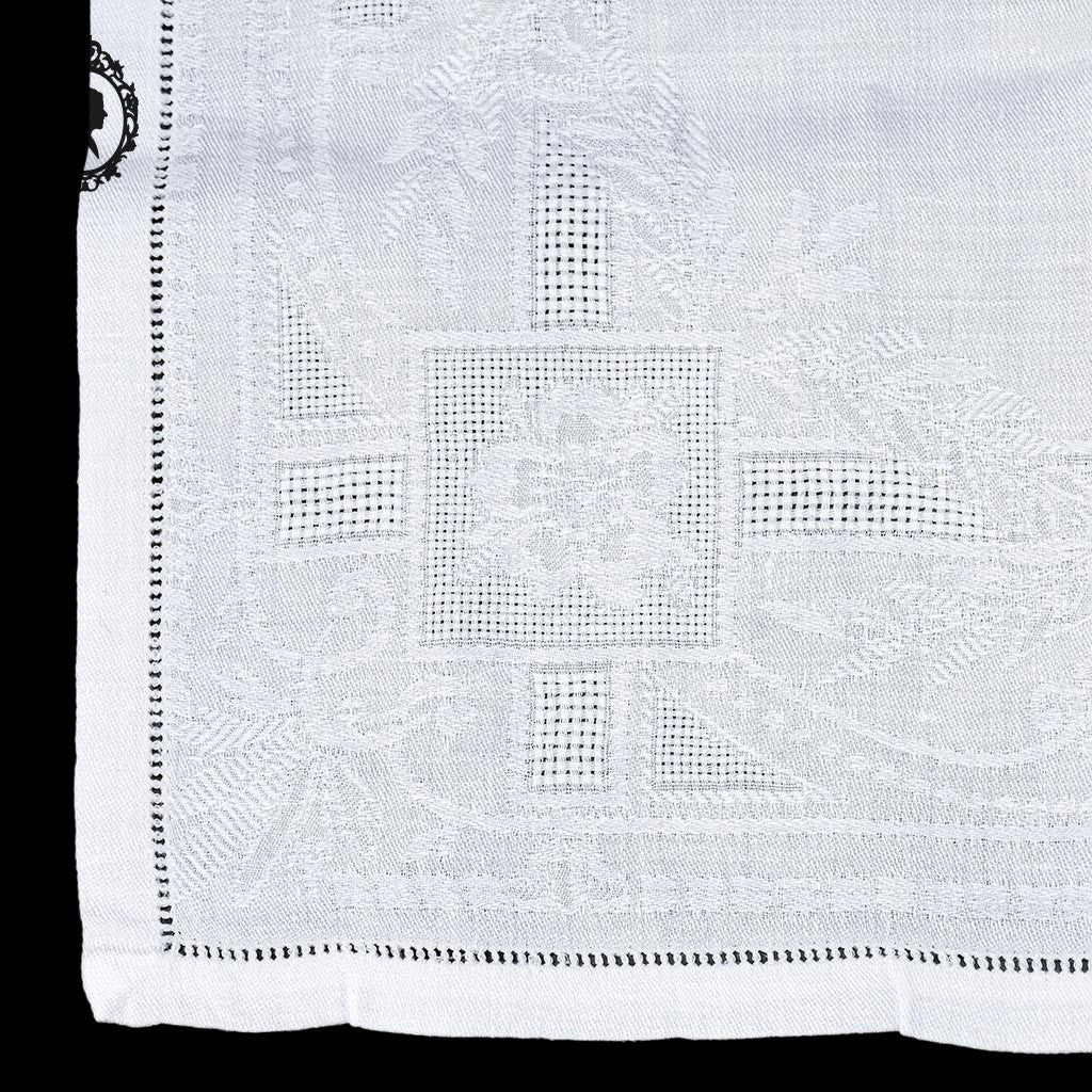 Service nappe et 12 serviettes de table anciennes damassées blanches monogramme JM ou WC