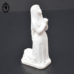 Statue Sainte Bernadette de Lourdes en albâtre blanc objet de religion ancien vintage H 14 cm