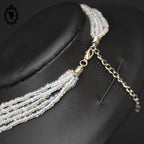 Superbe collier perle nacre carré beige irisé multi rangs 5 rangs