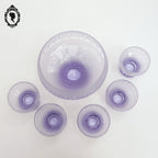 Rare service à dessert coupe et 5 coupelles en cristal violet ancien Art Déco