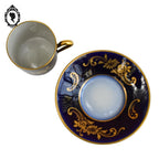 Tasse et sous tasse porcelaine bleu cobalt or Limoges