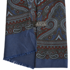 Foulard Pierre Cardin 100 % soie bleu marine à motifs cachemire Made in Italy