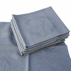 Lot de 12 grandes serviettes anciennes damassées teintes grise bleuté, monogramme brodé – 60 × 75 cm