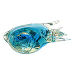 Poisson décoratif en verre bleu turquoise et transparent H 10 cm