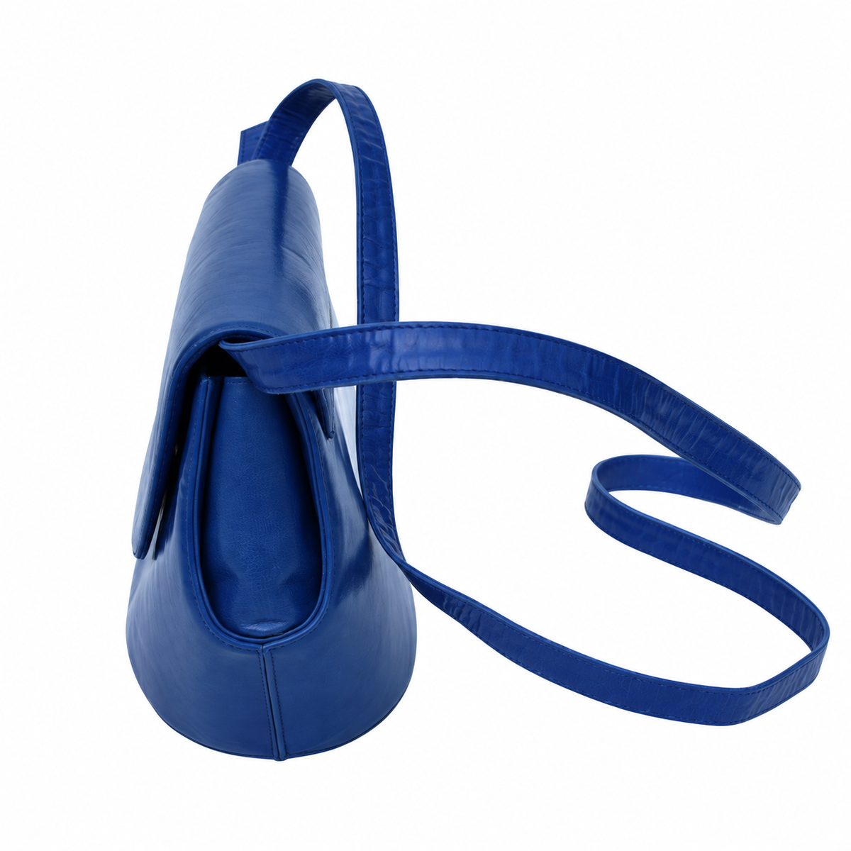 Sac vintage Orphelia en cuir bleu à bandoulière – Fabriqué en Italie