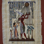 Tableau sur papyrus à décor égyptien, encadré doré