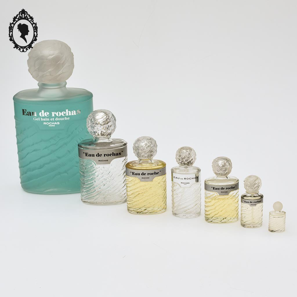 Série 6 Flacons en cascade Dummy Parfum Eau de Rochas objet collection de Vitrine parfumerie
