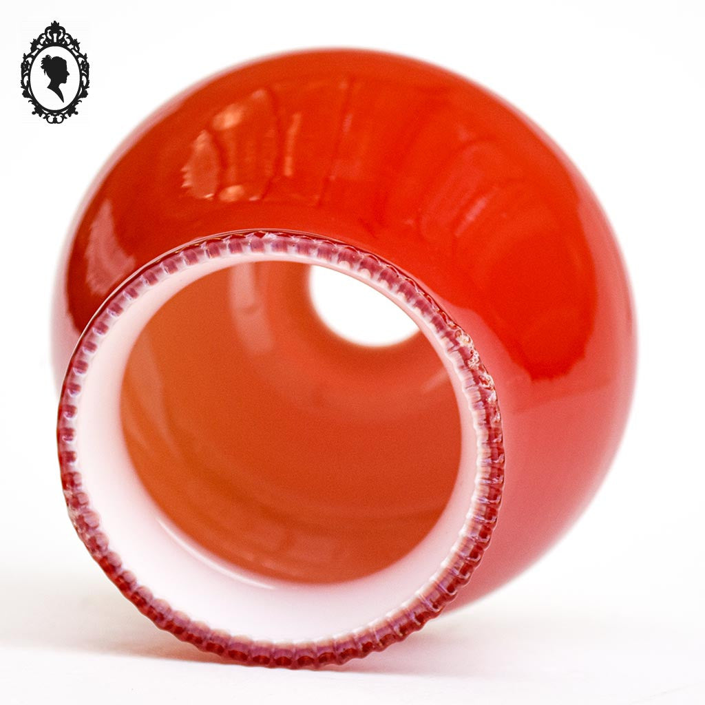 Abat jour tulipe globe rond en verre opaline rouge vintage année 70