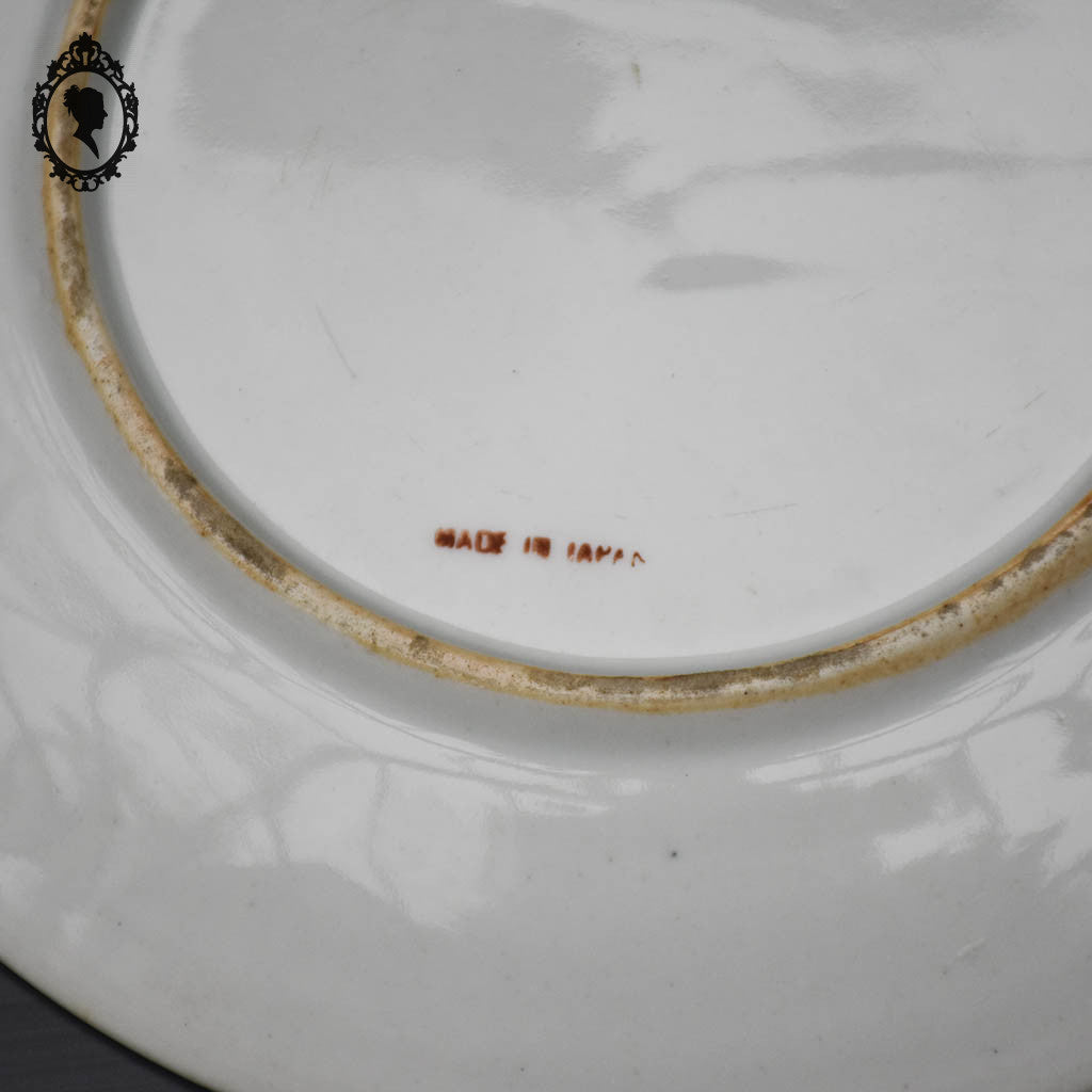 Assiette Japonaise noire jaune fleuri collection signée Yamatoku Japon Meiji ancienne