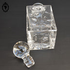 Belle carafe motif végétal en cristal avec bouchon rond vintage