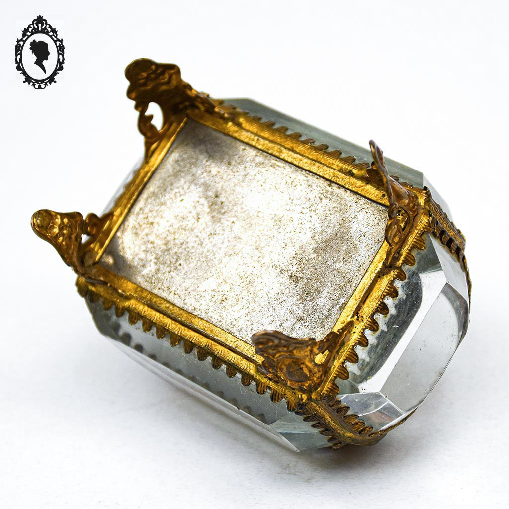 Boite à bijoux coffret 5 verres biseautés Napoléon III ancienne