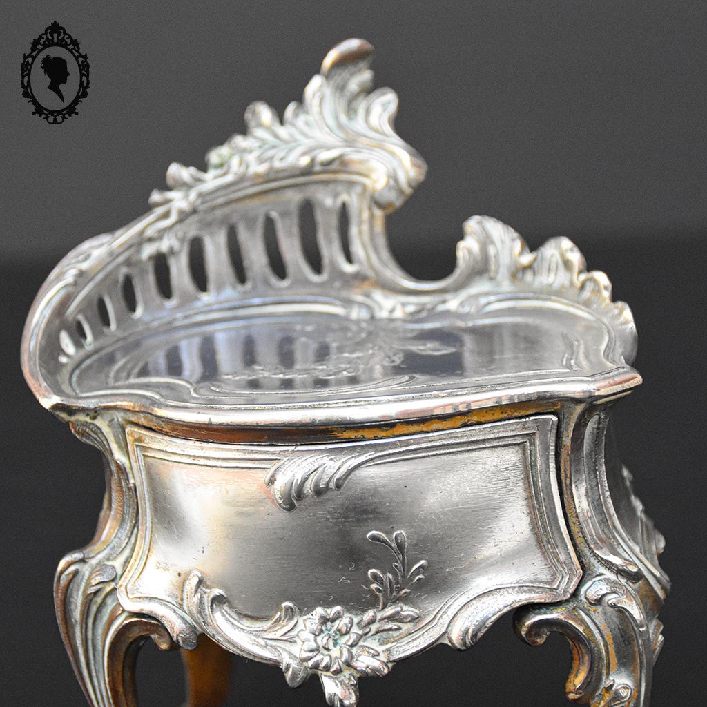 Boite ou coffret à bijoux métal argenté forme commode 1 tiroir ancienne