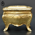 Boite ou coffret à bijoux métal forme commode bombée dorée ancienne