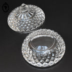 Bonbonnière en cristal blanc taillée H 11 cm vintage