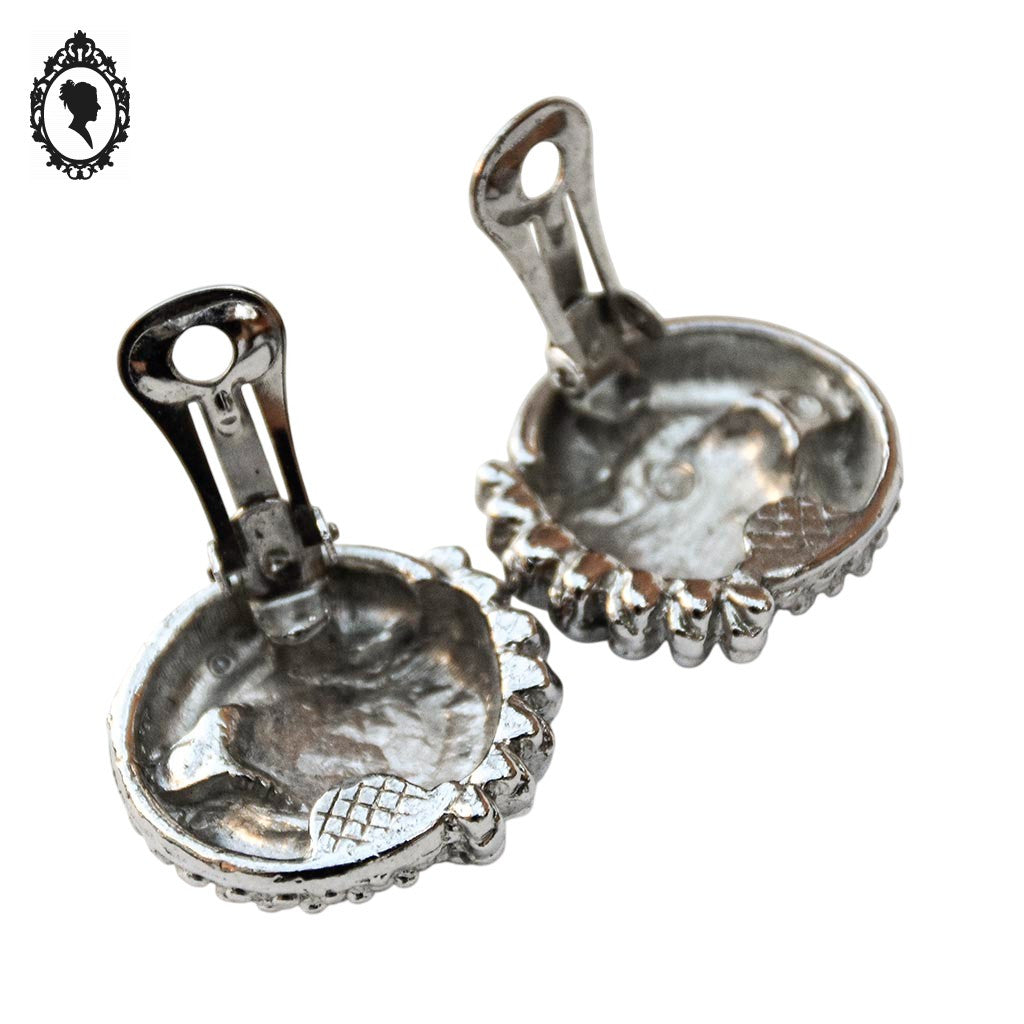 Boucles d’oreilles métal gris croissant de lune vintage