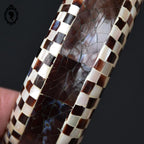 Bracelet jonc damier nacre marron beige vintage