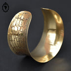 Bracelet manchette doré effet croco vintage